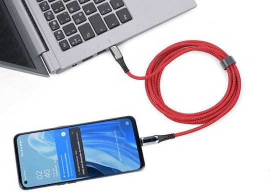 Troika Плетена USB-C към Lightning кабел 100W Червен 2м (CBL20/RD)