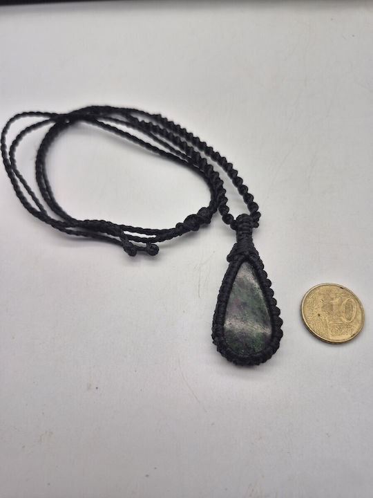 Handmade Macrame Necklace Ruby Zoisite – Unique Semi-Precious Stone Jewelry