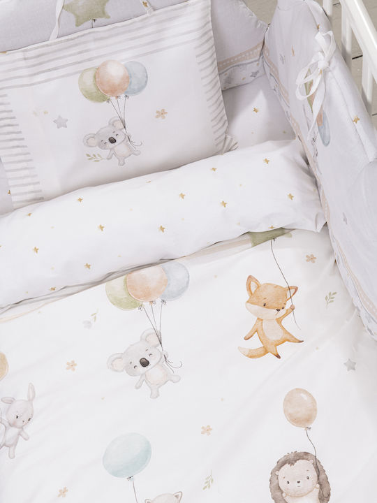 Nima Set Copertă de Pătuț cu Față de Pernă Multicoloră 110x145cm. Nima Set Copertă de Pătuț cu Față de Pernă Multicoloră 110x145cm.
