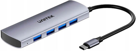 Unitek USB 3.0 4-Port Hub with USB-C Connection Gray