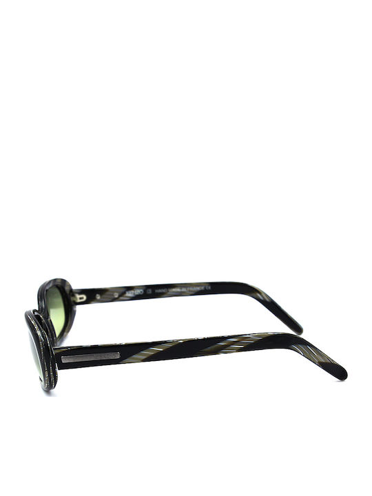 Kenzo Women's Sunglasses with Black Plastic Frame and Green Lens
