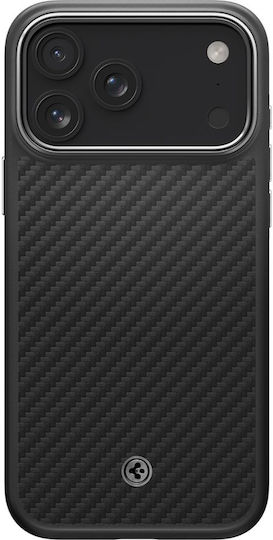 Spigen Enzo Aramid T Umschlag Rückseite Aramid Fiber Black Silver (iPhone 17 Pro)