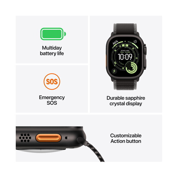 Apple Watch Ultra 3 Titanium 49mm Αδιάβροχο με eSIM και Παλμογράφο (Natural Titanium Case with Light Blue Alpine Loop - Medium) (MEWM4QF/A)