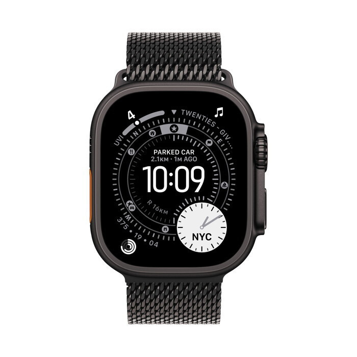Apple Watch Ultra 3 Titanium 49mm Αδιάβροχο με eSIM και Παλμογράφο (Black Titanium Case with Black Titanium Milanese Loop - Medium)