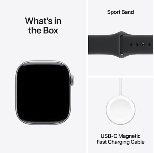 Apple Watch Series 11 Cellular Aluminium 46mm Αδιάβροχο με eSIM και Παλμογράφο (Space Grey Aluminium Case with Black Sport Band - S/M)