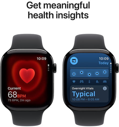 Apple Watch Series 11 Aluminium 46mm Waterproof with Heart Rate Monitor (Jet Black Aluminium Case with Black Sport Band - M/L)
