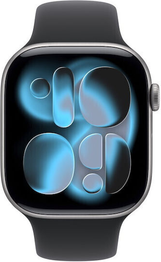 Apple Watch Series 11 Aluminum 46mm Waterproof with Heart Rate Monitor (Space Gray Aluminum Case with Black Sport Band - M/L)