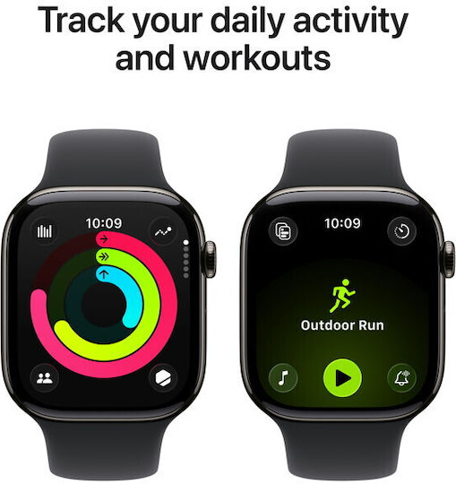 Apple Watch Series 11 Titanium 46mm Waterproof with eSIM and Heart Rate Monitor (Slate Titanium Case with Black Sport Band - M/L)