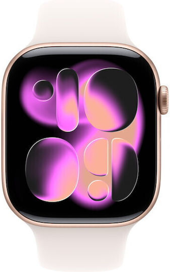 Apple Watch Series 11 Aluminium 42mm Waterproof with Heart Rate Monitor (Rose Gold Aluminium Case with Light Blush Sport Band - S/M)
