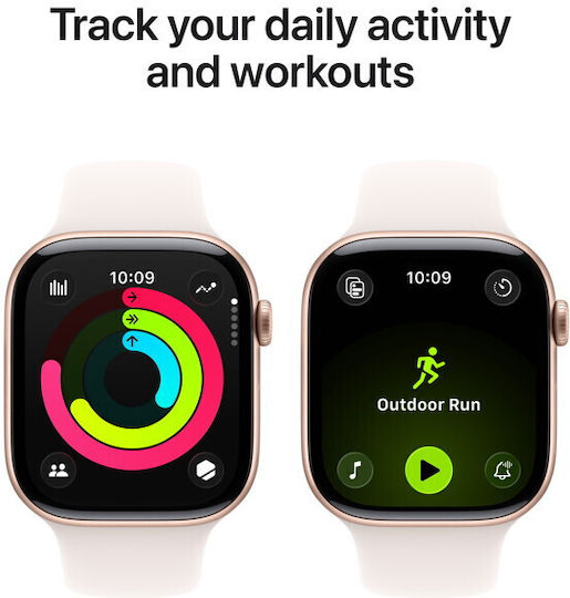Apple Watch Series 11 Aluminium 42mm Waterproof with Heart Rate Monitor (Rose Gold Aluminium Case with Light Blush Sport Band - S/M)