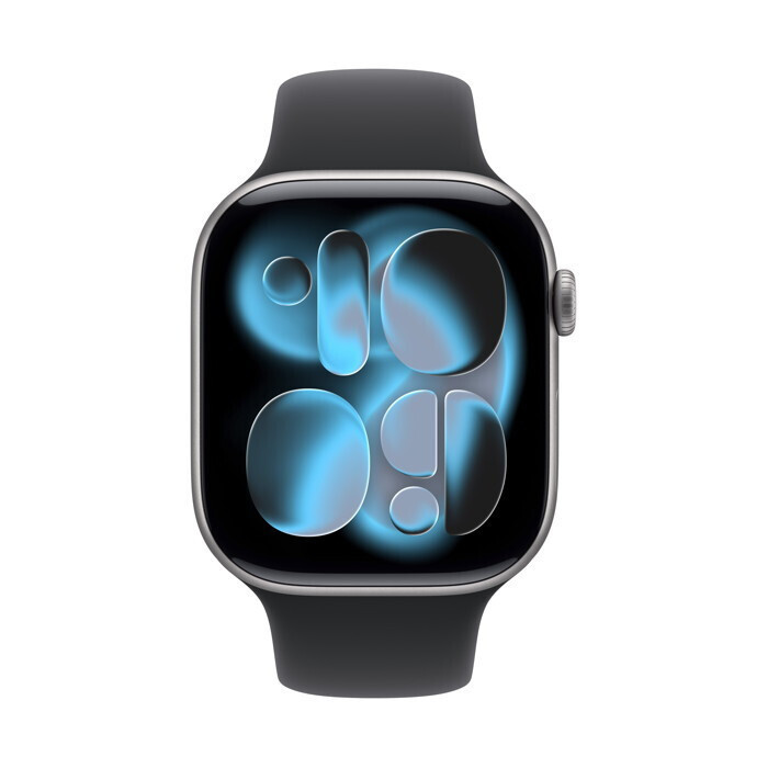 Apple Watch Series 11 Aluminium 46mm Αδιάβροχο με Παλμογράφο (Space Grey Aluminium Case with Black Sport Band - S/M) (MEV04LWA)
