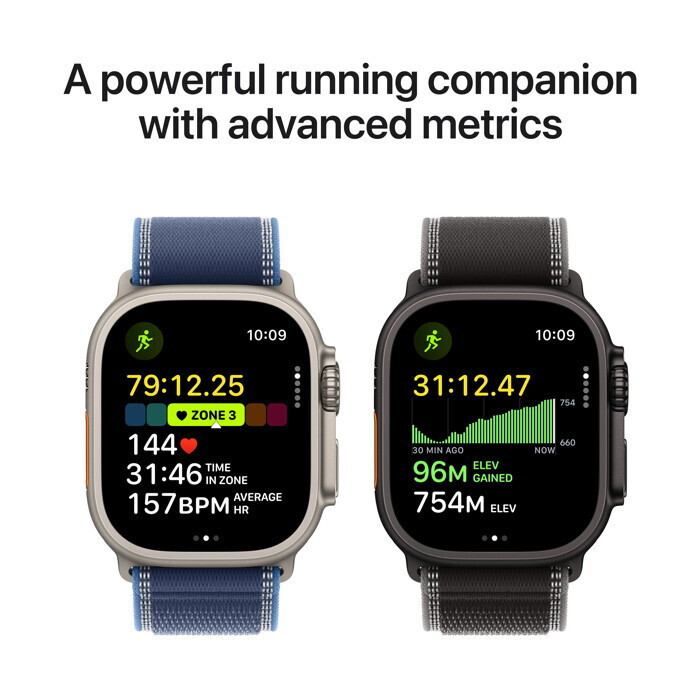 Apple Watch Ultra 3 Titanium 49mm Αδιάβροχο με eSIM και Παλμογράφο (Natural Titanium Case with Blue/Bright Blue Trail Loop - M/L)