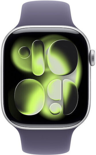 Apple Watch Series 11 Aluminiu 42mm Rezistent la apă cu eSIM (Silver Aluminium Case with Purple Fog Sport Band - S/M)