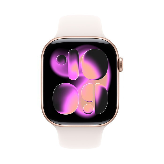 Apple Watch Series 11 Aluminium 46mm Αδιάβροχο με Παλμογράφο (Rose Gold Aluminium Case with Light Blush Sport Band - M/L) (MEV74ETA)