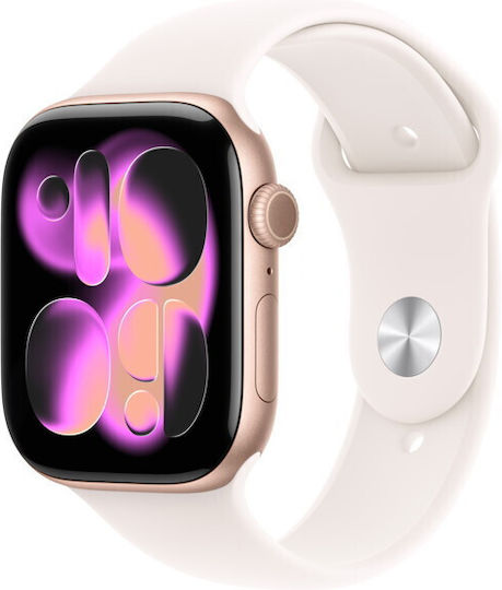 Apple Watch Series 11 Aluminium 42mm Waterproof with Heart Rate Monitor (Rose Gold Aluminium Case with Light Blush Sport Band - M/L)