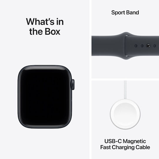 Apple Watch SE 3 Aluminium 40mm Αδιάβροχο με Παλμογράφο (Midnight Aluminium Case with Midnight Sport Band - M/L)