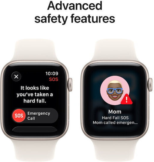 Apple Watch SE 3 Cellular Aluminium 40mm Αδιάβροχο με eSIM και Παλμογράφο (Starlight Aluminium Case with Starlight Sport Band - S/M)