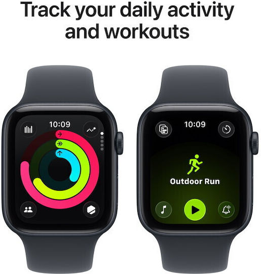 Apple Watch SE 3 Aluminium 40mm Waterproof with Heart Rate Monitor (Midnight Aluminium Case with Midnight Sport Band - S/M)