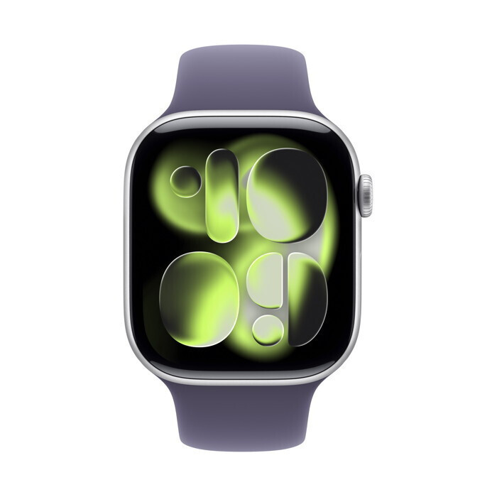 Apple Watch Series 11 Aluminium 42mm Αδιάβροχο με Παλμογράφο (Silver Aluminium Case with Purple Fog Sport Band - S/M) (MEU64LWA)
