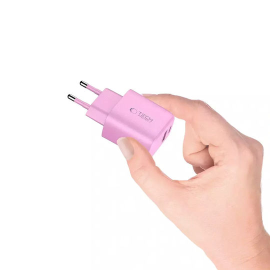 Tech-Protect Зарядно без кабел с USB-A порт и USB-C порт 30W Power Delivery / Quick Charge 3.0 Розов (NCA30)