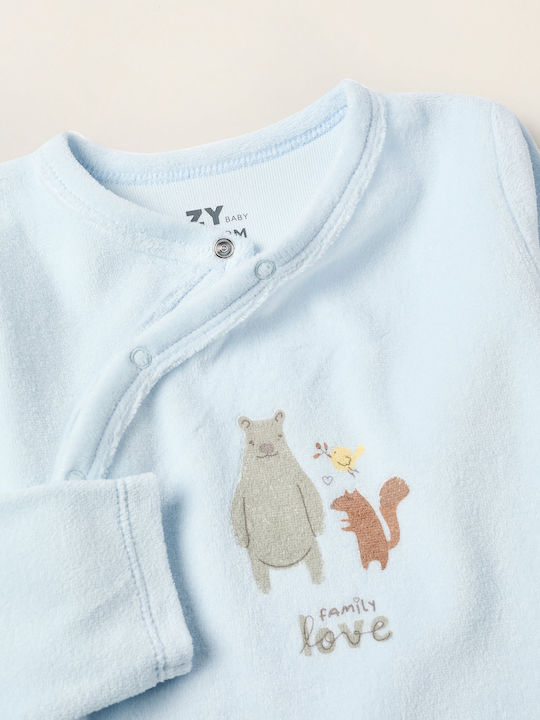 Zippy Бебешко Боди Дълъг ръкав Велур Sky Blue
