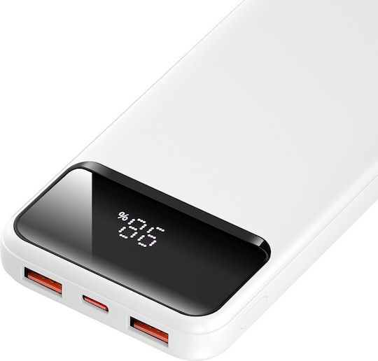 BWOO Ultra Thin Power Bank 10000mAh 22.5W με 2 Θύρες USB-A και Θύρα USB-C Power Delivery / Quick Charge 3.0 Λευκό