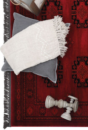 Royal Carpet Afgan 6871 Handgefertigt Teppich Rechteckig Synthetisch,Polyester/Cotton/Leather mit Fransen Bordeaux
