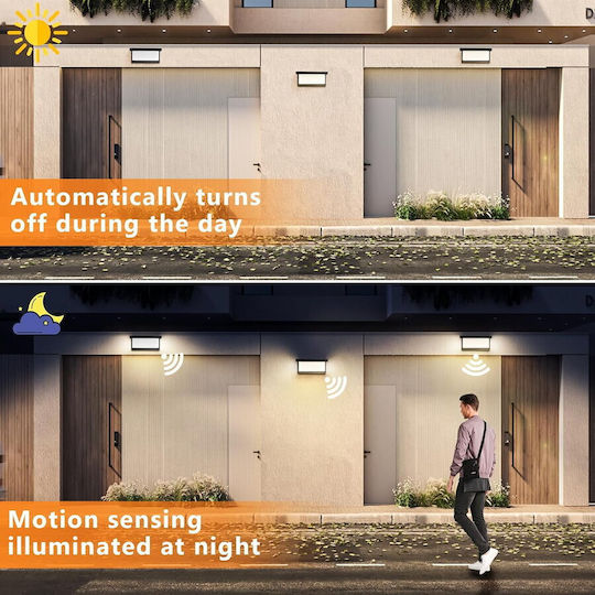 Rovo Montat pe perete Lampă Solară 24W 2400lm Alb Cald 3000K cu Senzor de Mișcare IP65 13.5bucx7.5bucx7.5buccm
