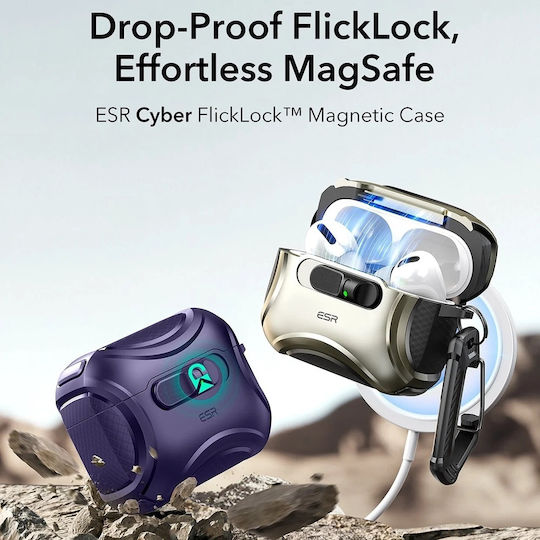ESR Cyber Flicklock Halolock Θήκη Σιλικόνης σε Μωβ χρώμα για Apple AirPods Pro 3