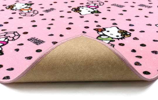 Kids Rug Playroom Pink Kitty Pink 133x190