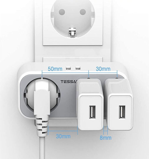 Tessan Захранваща лента 3 Позиции с 2 USB-A Безжични