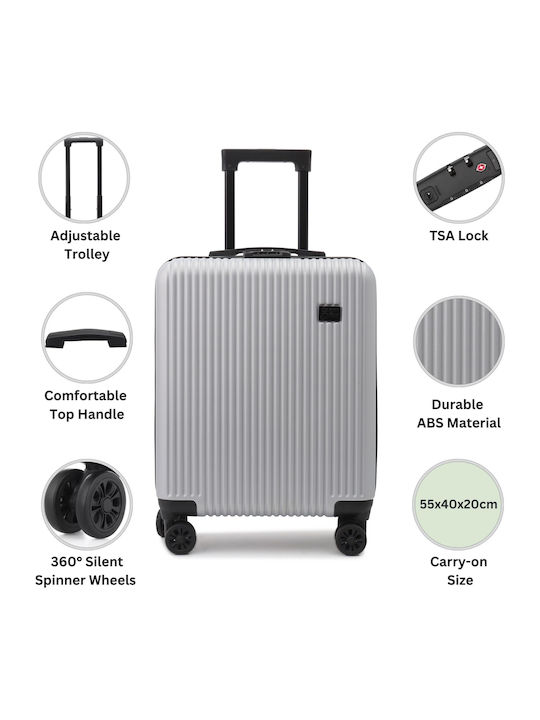 CabinFly Βαλίτσα Ταξιδίου Καμπίνας Grey με 4 Ρόδες Ύψους 55εκ.