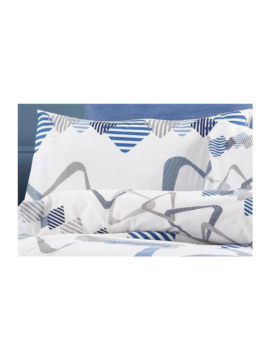 Dimcol Σετ Σεντόνια Υπέρδιπλα 220x240εκ. White-blue (4τμχ)