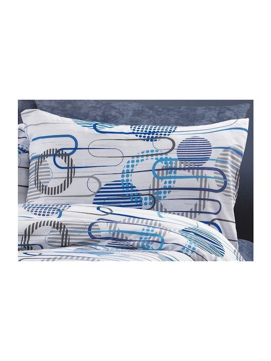 Dimcol Σετ Σεντόνια Υπέρδιπλα 220x240εκ. White-blue (4τμχ)
