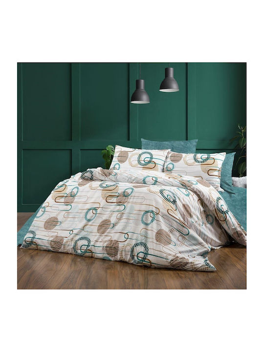 Dimcol Duvet Cover Single 160x240 Dioni 601 White-petrol