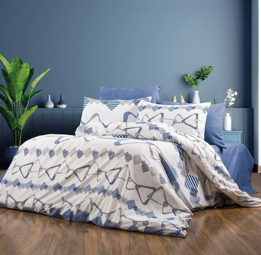 Dimcol Υπέρδιπλη 220x240cm Δαρεία 489 White-blue