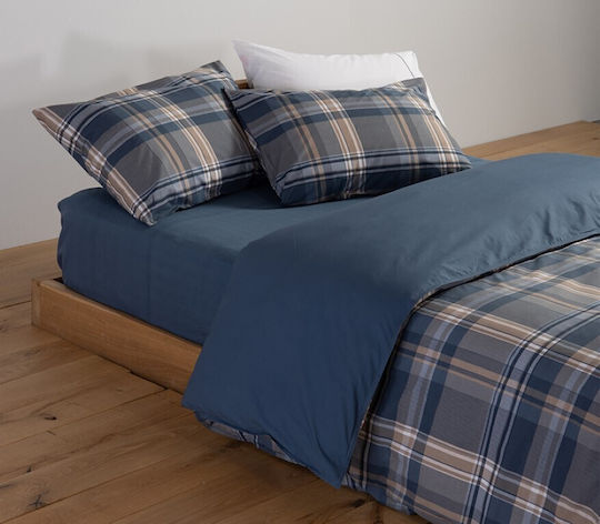 Nef-Nef Homeware Σετ Παπλωματοθήκη Βαμβακερή Υπέρδιπλη με 2 Μαξιλαροθήκες 240x220cm Surface Denim