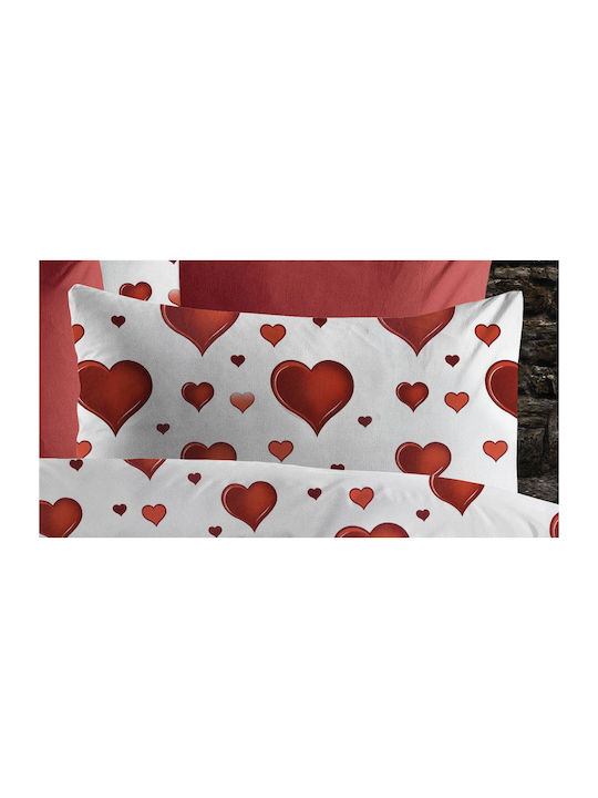 Dimcol Παπλωματοθήκη Μονή 160x240 Πάθος 607 White-red