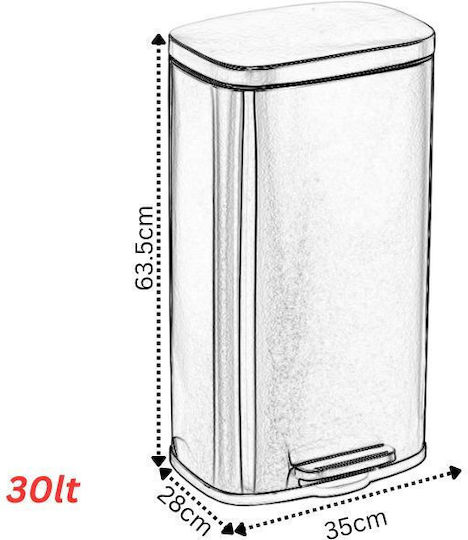 Vesta Waste Bin from Stainless Steel with Pedal Black 30lt