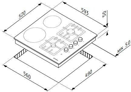 Pyramis Natural Gas & Electric Cooktop Autonomous 59x52εκ.