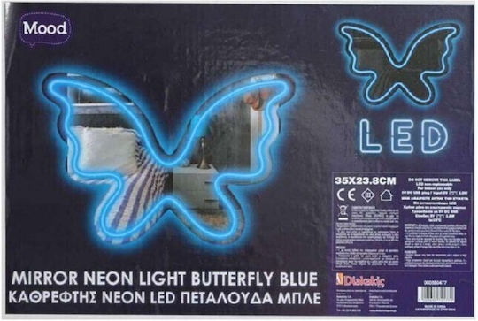 Καθρεφτης Neon Led Πεταλουδα Μπλε 35x23.8εκ Mood