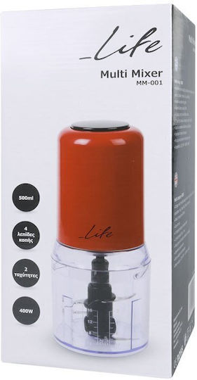Life MM-001 Πολυκόπτης Multi 400W με Δοχείο 500ml Κόκκινος