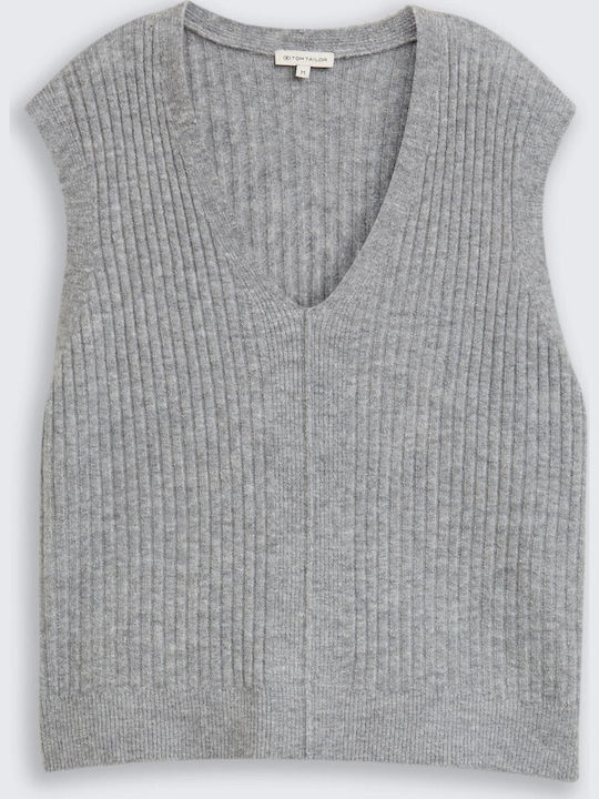 Women's Sweater with V Neckline Gray