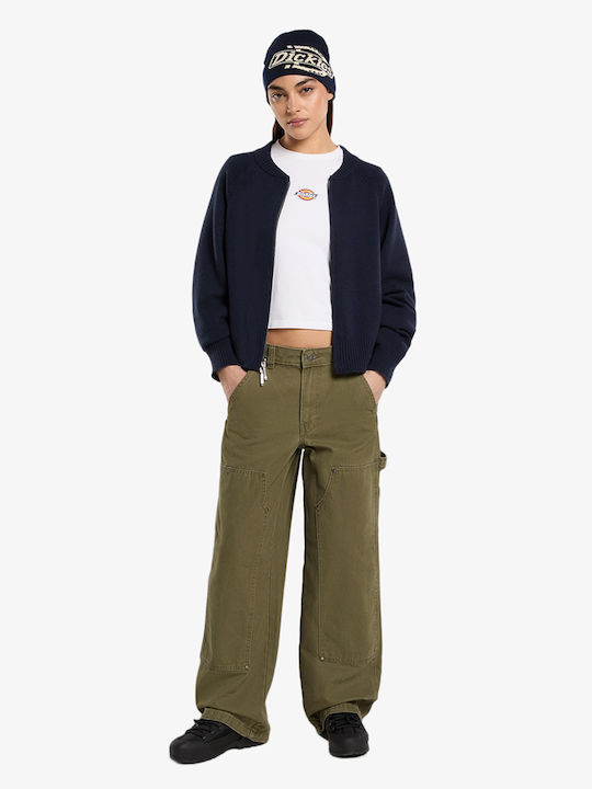 Milan Women's Sweater with Zipper Navy Blue