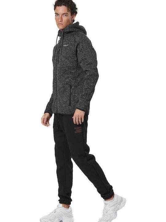 Ανδρική Ζακέτα Fleece με Κουκούλα Μαύρη