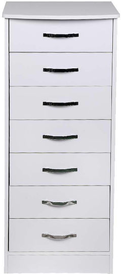 Bedroom Chest of Drawers made of Wood and Metal with 7 Drawers White 46x42x116cm