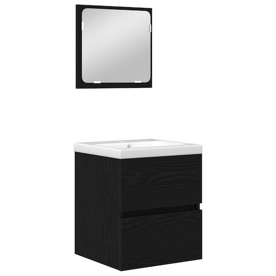 vidaXL Countertop with Sink, Mirror & Column L42xW39xH45cm Τεχνίτης Δρυς Και Λευκό