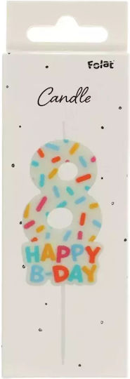 Birthday Candle Cozy Sprinkles Number 8 Multicolour Candle 7cm Kids Party