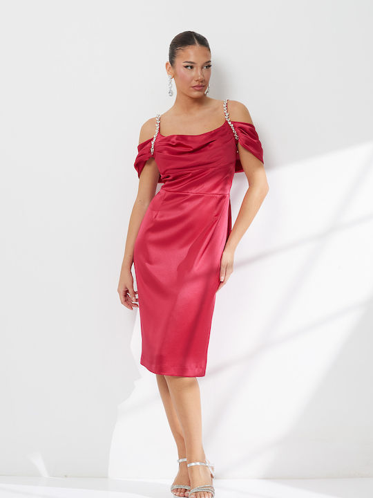 Summer Midi Evening Dress Red
