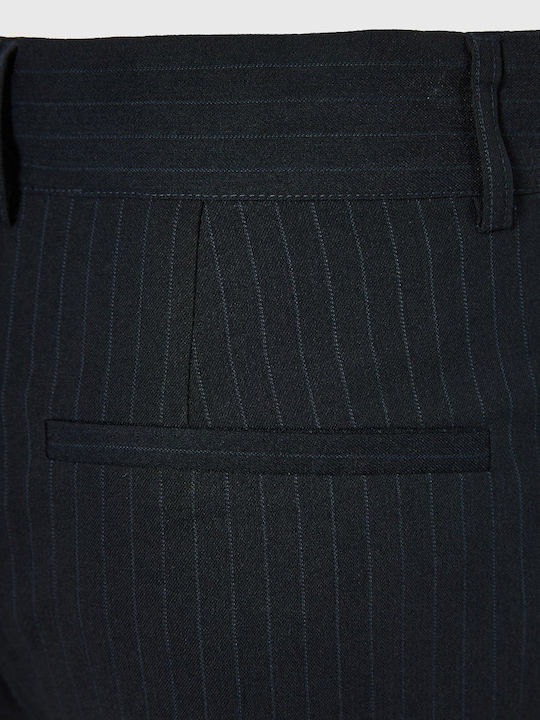 Women's Fabric Trousers Striped Navy Blue